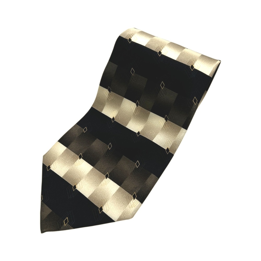 Bergamo New York X-Long Silk Geometric Square Diamond Pattern Necktie 65"L x 4"W